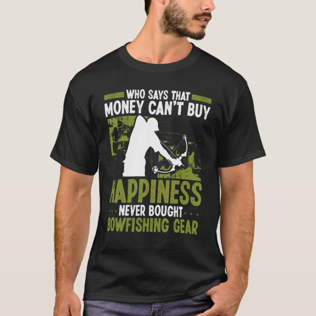 T-shirt Bowfishing Money buys Happiness Airboat Bowhunter (Devant)