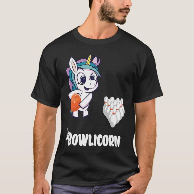 T-shirt Bowler Bowling Unicorn Strike Bowling Pin Bowling  (Devant)