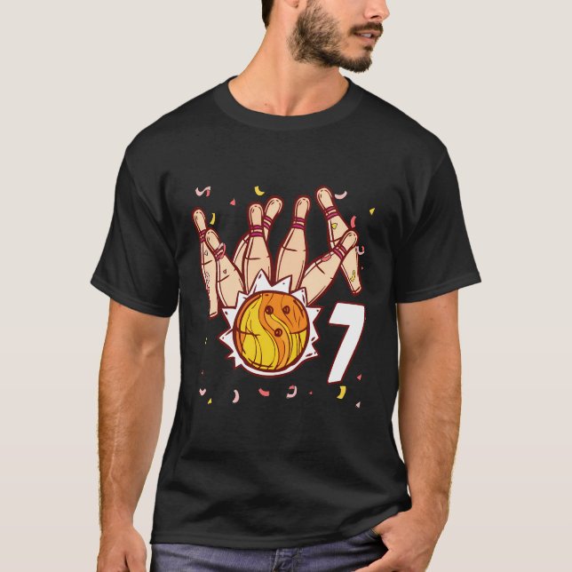 T-shirt Bowling 7E Anniversaire Bowling Thème 7 Anniversai (Devant)