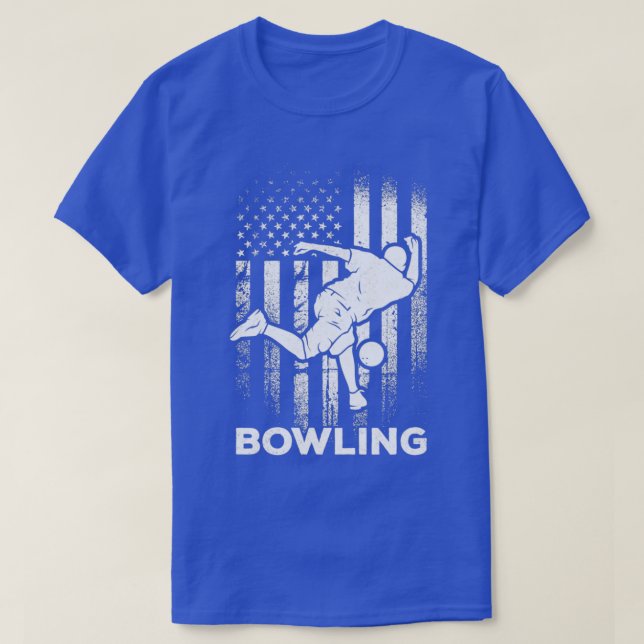T-shirt Bowling American Flag Bowling Team Bowling Flag Bo (Design devant)