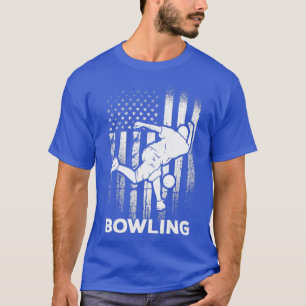 T-shirt Bowling American Flag Bowling Team Bowling Flag Bo