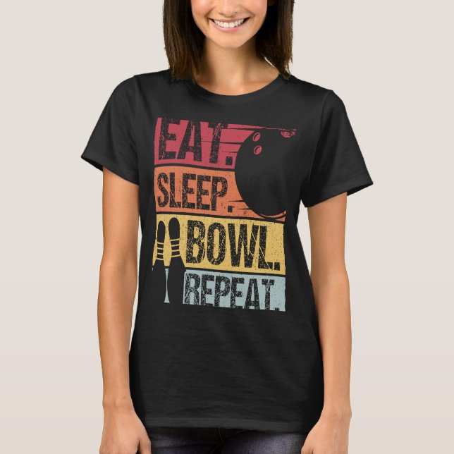 T-shirt Bowling Ball Pin Bowler Strike Team Bowling Alley  (Devant)