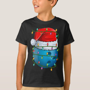T-shirt Bowling Ball Xmas Éclairage Santa Hat Bowling Ball