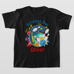 T-shirt Bowling Birthday Shirt Bowling Pin Sixième anniver