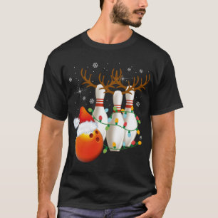 T-shirt Bowling Cadeaux Noël Bowling Santa Hat Christma