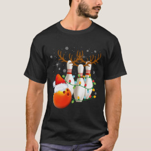T-shirt Bowling Cadeaux Noël Bowling Santa Hat Christma