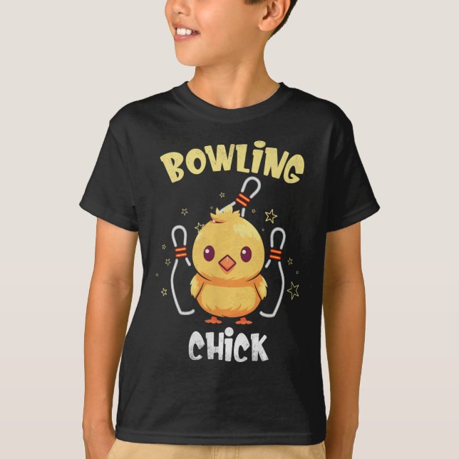 T-shirt Bowling Chick Funny Chicken Athlete Bowler Men Wom (Devant)