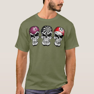 T-shirt Bowling Darts Billiards Skull Game Amateurs de jou