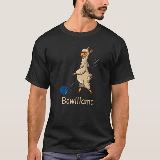 T-shirt Bowling Funny Bowler Sport Llama Alpaca Bowlllama  (Devant)