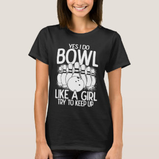 T-shirt Bowling Girl Princess Pin Bowler Strike Bowling Te