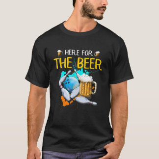 T-shirt Bowling Ici Pour La Bière Bowling Ball Strike Bièr