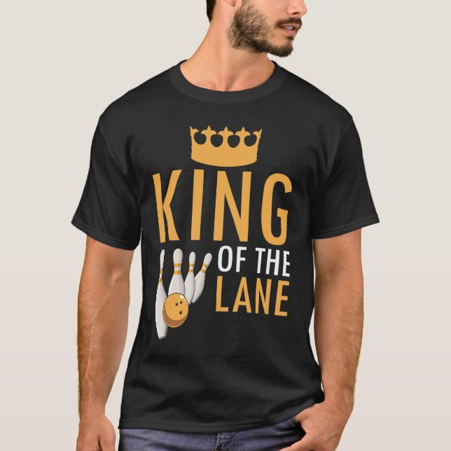 T-shirt Bowling King Of The Lane Boy Men Player Bowler Fan (Devant)