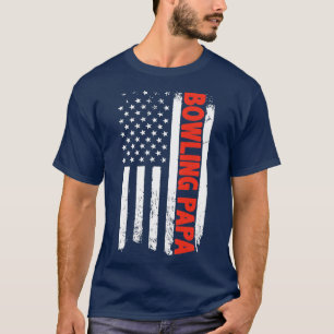 T-SHIRT BOWLING PAPA AMERICAN FLAG T