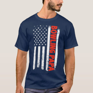 T-SHIRT BOWLING PAPA AMERICAN FLAG T