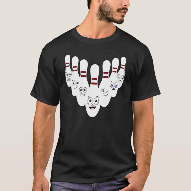 T-shirt Bowling Pins With Hilarious Expressions Bowling (Devant)