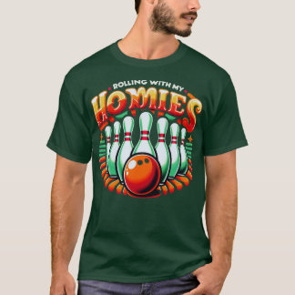T-shirt Bowling Rolling Avec Mes Homies Drôle Bowler Homme