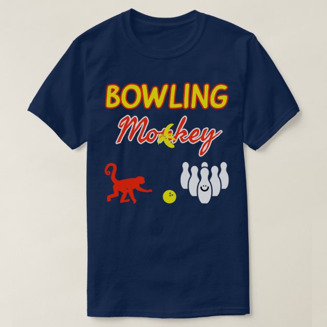 T-shirt Bowling Singe Blanc Jaune Rouge Funny T (Design devant)
