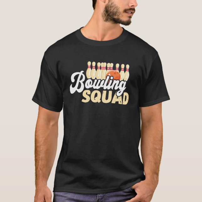 T-shirt Bowling Team Bowling Squad Bowler Bowling Pin Stri (Devant)