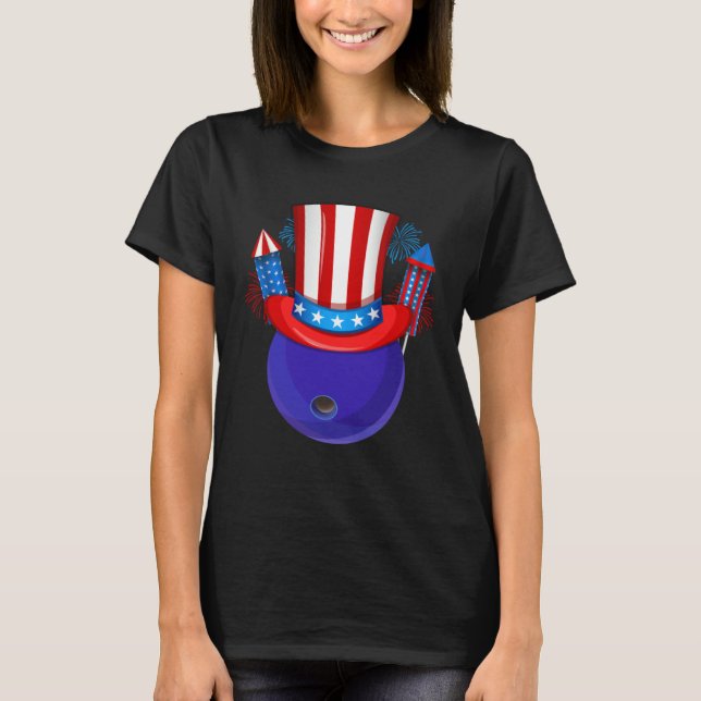 T-shirt Bowling Uncle Sam American Flag Fireworks 4th of J (Devant)