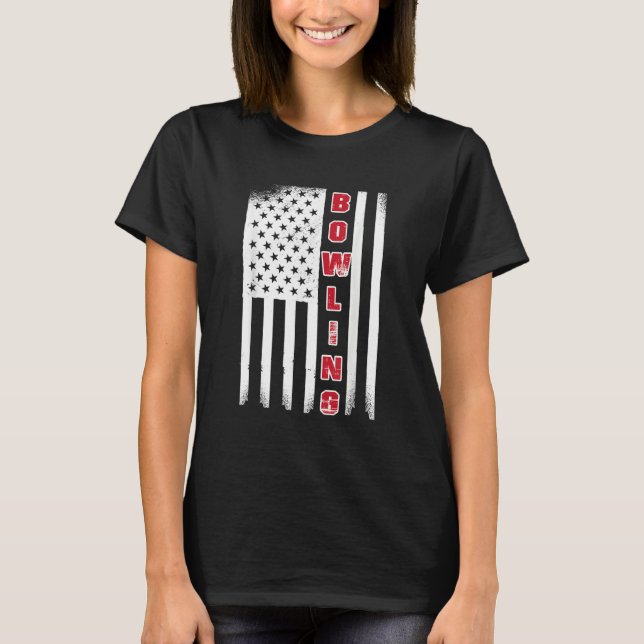 T-shirt Bowling USA flag bowling team bowling ball (Devant)