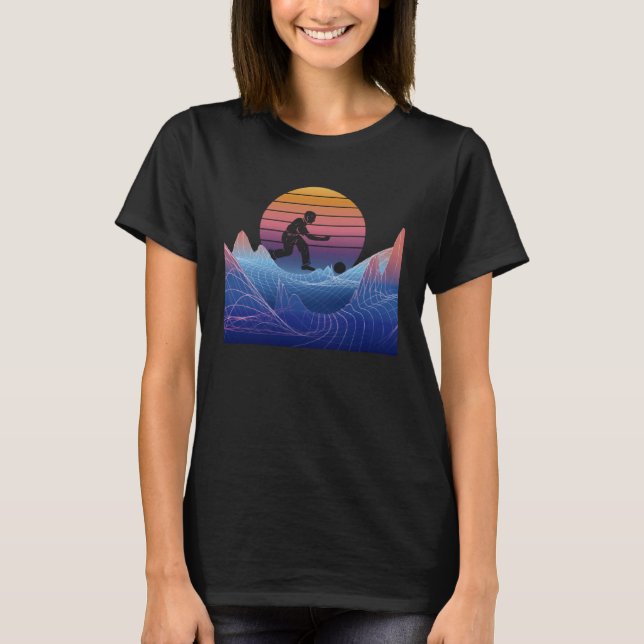 T-shirt Bowling Vaporwave Sunset Bowling Pin Bowler Bowlin (Devant)