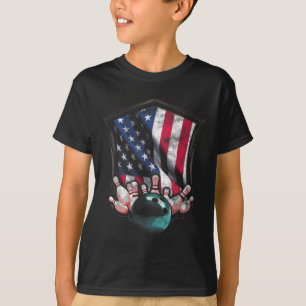 T-shirt Bowling vintage American USA Flag Bowling