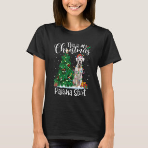 T-shirt Boxe blanche Lumières de Noël Pyjama Chien Xmas 1
