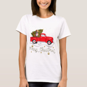 T-shirt Boxe de boxe des sapins de Noël pour camions rouge