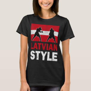 T-shirt Boxe lettonne Vintage Lettonie Drapeau Boxe letton