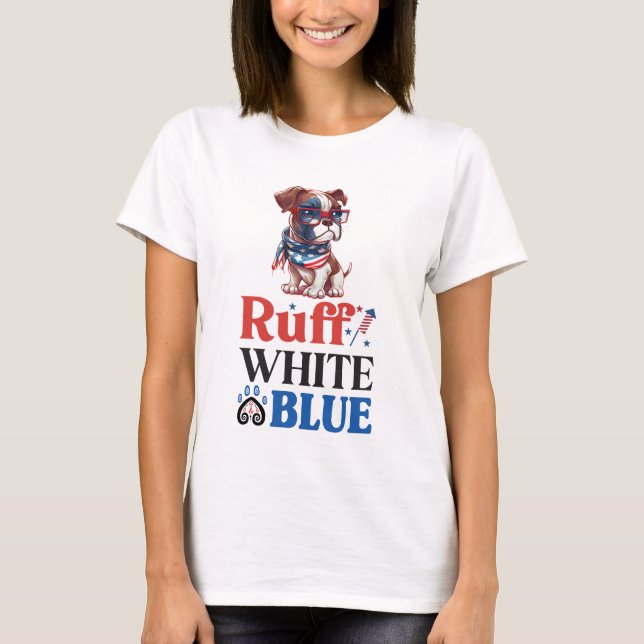 T-shirt Boxe patriotique Ruff Blanc & Bleu (Devant)