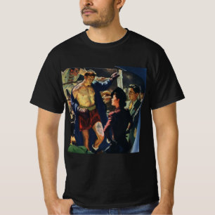 T-shirt Boxe sportive vintage, boxeur quittant le ring