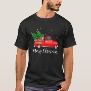 T-shirt Boxer Chien équitation Camion Rouge Noël