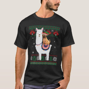 T-shirt Boxer Chien équitation Llama drôle Vilain Noël