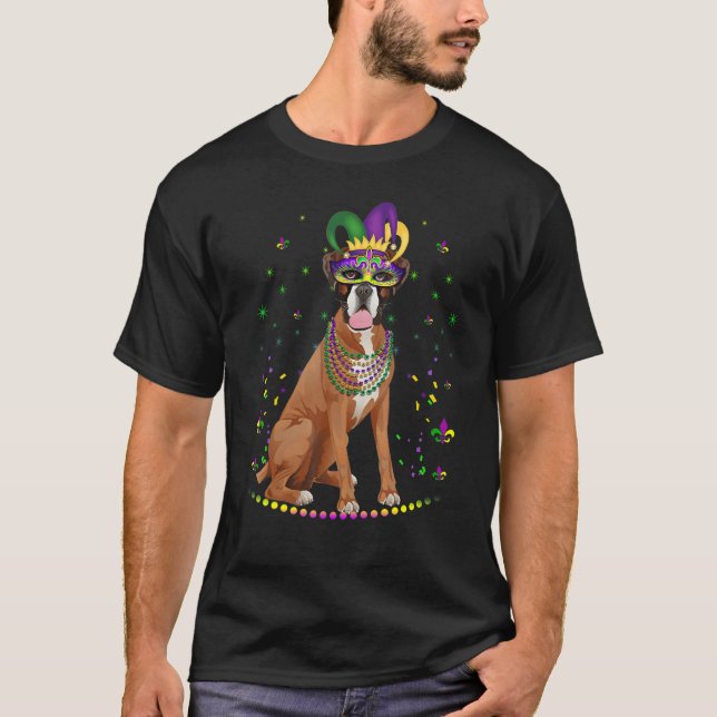 T-shirt Boxer Chien mignonne Mardi Gras Carnival Jester 1 (Devant)