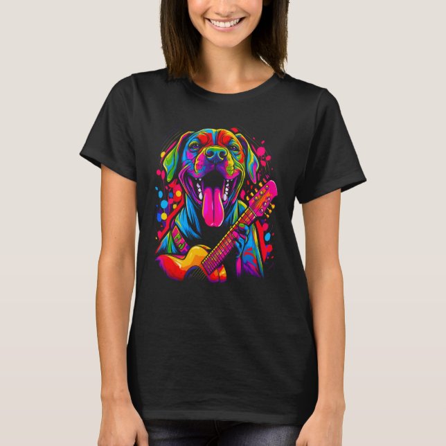 T-shirt Boxer Dog Pop Guitarist (Devant)