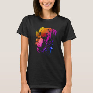 T-shirt Boxer Dog With Sung And Headphones