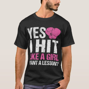 T-shirt Boxer Drôle Filles Boxer Oui Je Touche Comme Une F