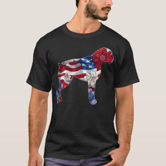 T-shirt Boxer Fleur Rouge Blanc Bleu Drapeau Usa 4Th De