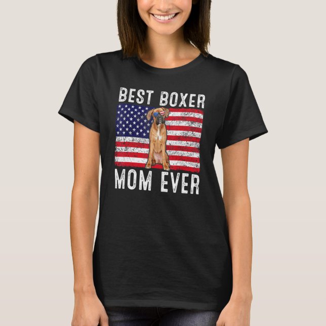 T-shirt Boxer Mom Usa American Flag Boxer Chien propriétai (Devant)