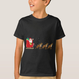 T-shirt Boxer Père Noël Sleigh de Noël - Drôle Chien Boxer
