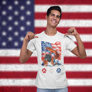 T-shirt Boxer Rouge Blanc et Bleu Américain 4 juillet