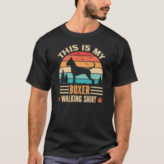 T-shirt Boxer Walking Dad German Dog Walker Retro Sunset