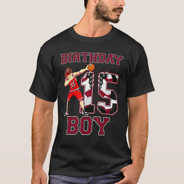 T-shirt Boy Dabbing Basketball 15th Birthday Love Baskets (Devant)