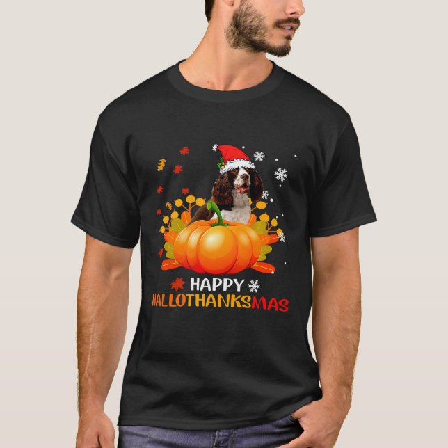 T-shirt Boykin Spaniel Hallothanksmas Halloween Chri (Devant)
