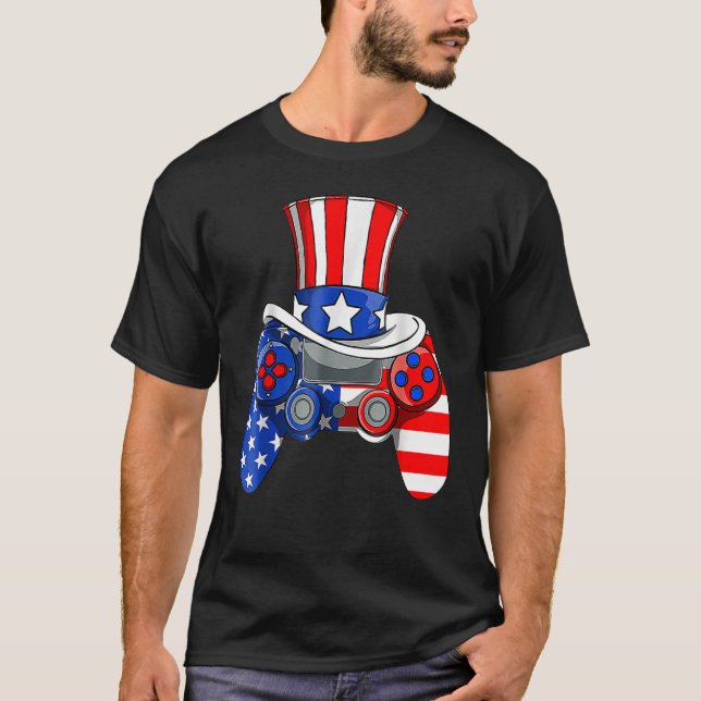 T-shirt Boys 4th Of July Video Game American Flag Uncle Sa (Devant)