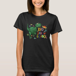 T-shirt boys and girls students 100 days of school dinosau