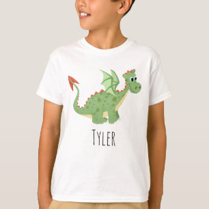 T-shirt Boys Cute et Magic Green Dragon Dessin & Nom