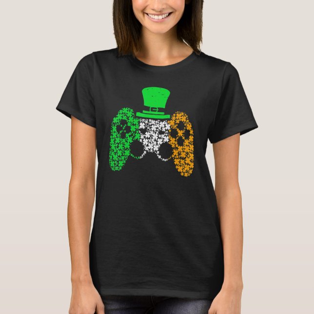 T-shirt Boys Gamer Game Lucky Shamrock St Patricks Day Iri (Devant)
