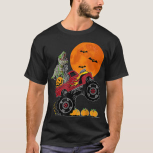 T-shirt Boys Halloween Monster Truck Crash Citrouille Dino