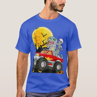 T-shirt Boys Halloween Monster Truck Crash Citrouille Dino